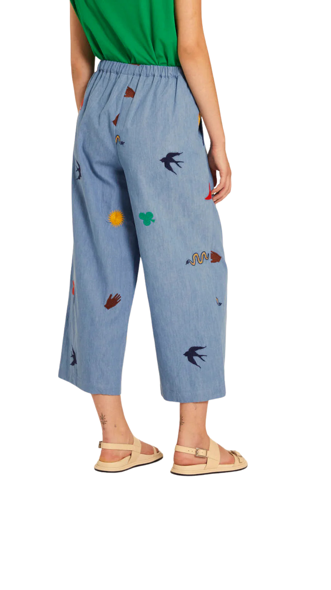 CULOTE DENIM CON BORDADOS