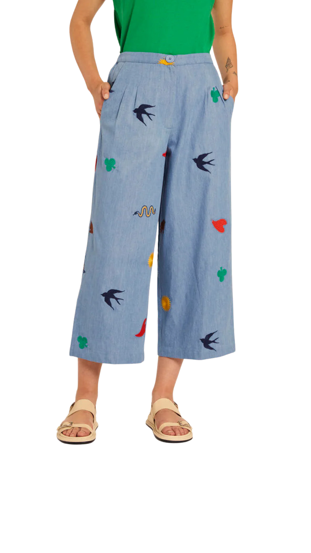 CULOTE DENIM CON BORDADOS