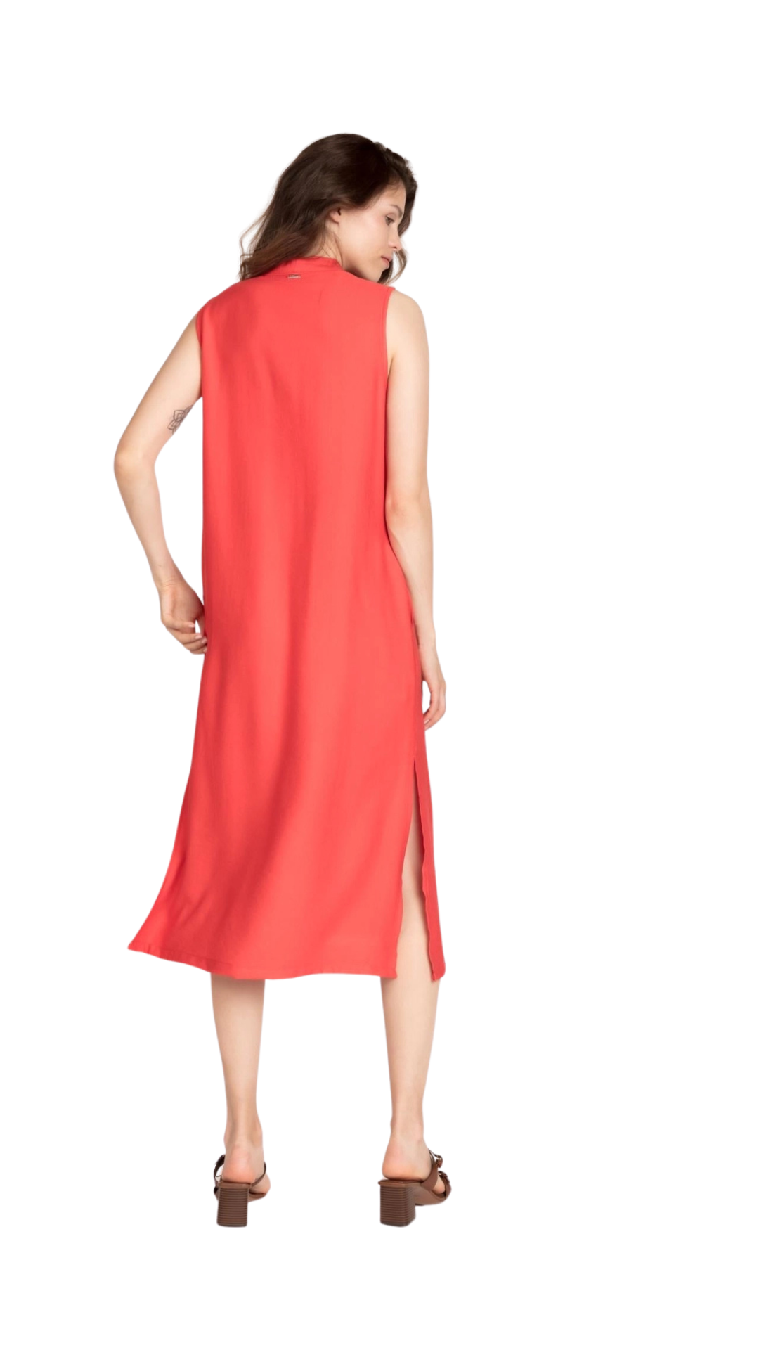 Vestido Midi Fluido Coral
