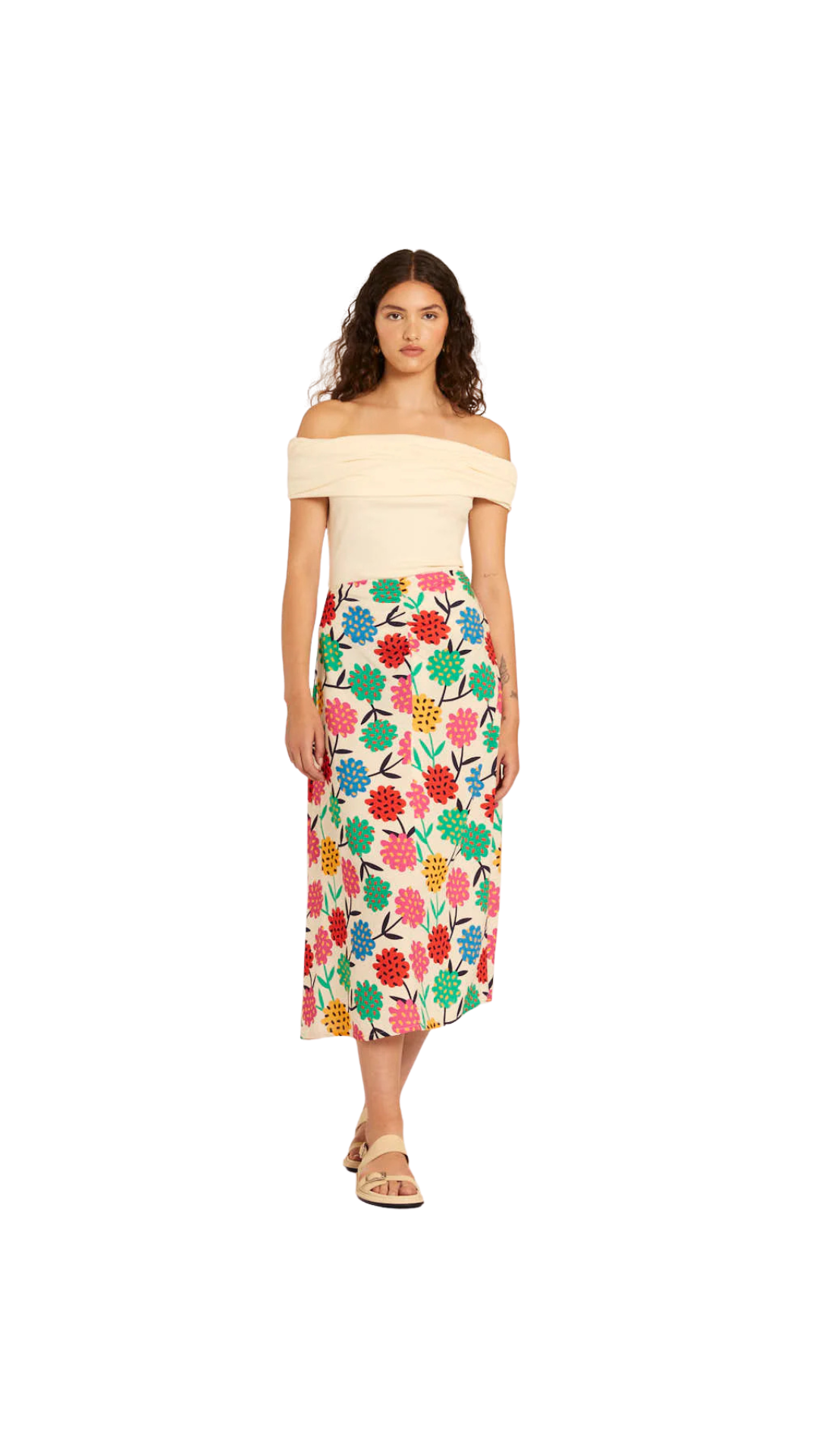 FALDA CON FRUNCIDO FLORES