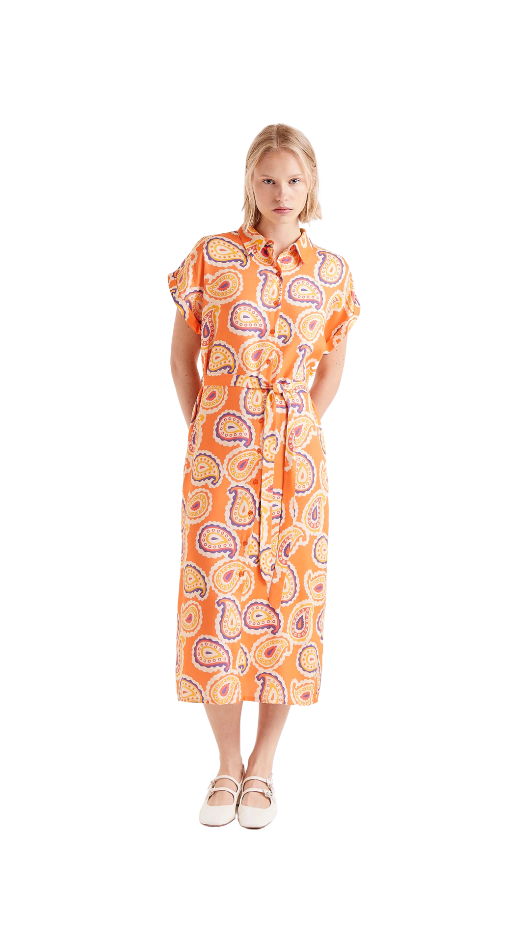 Vestido midi camisero estampado Ameba
