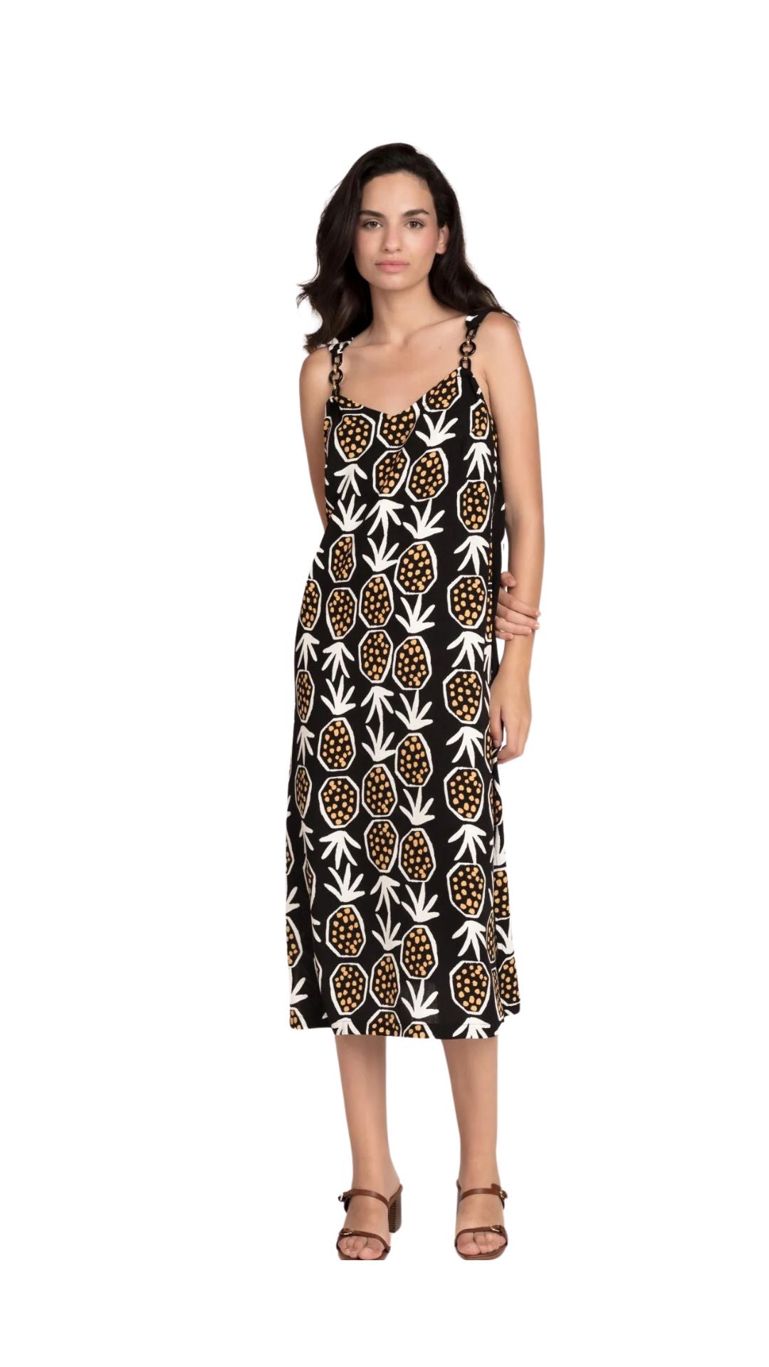 VESTIDO MIDI ESTAMPADO PIÑAS