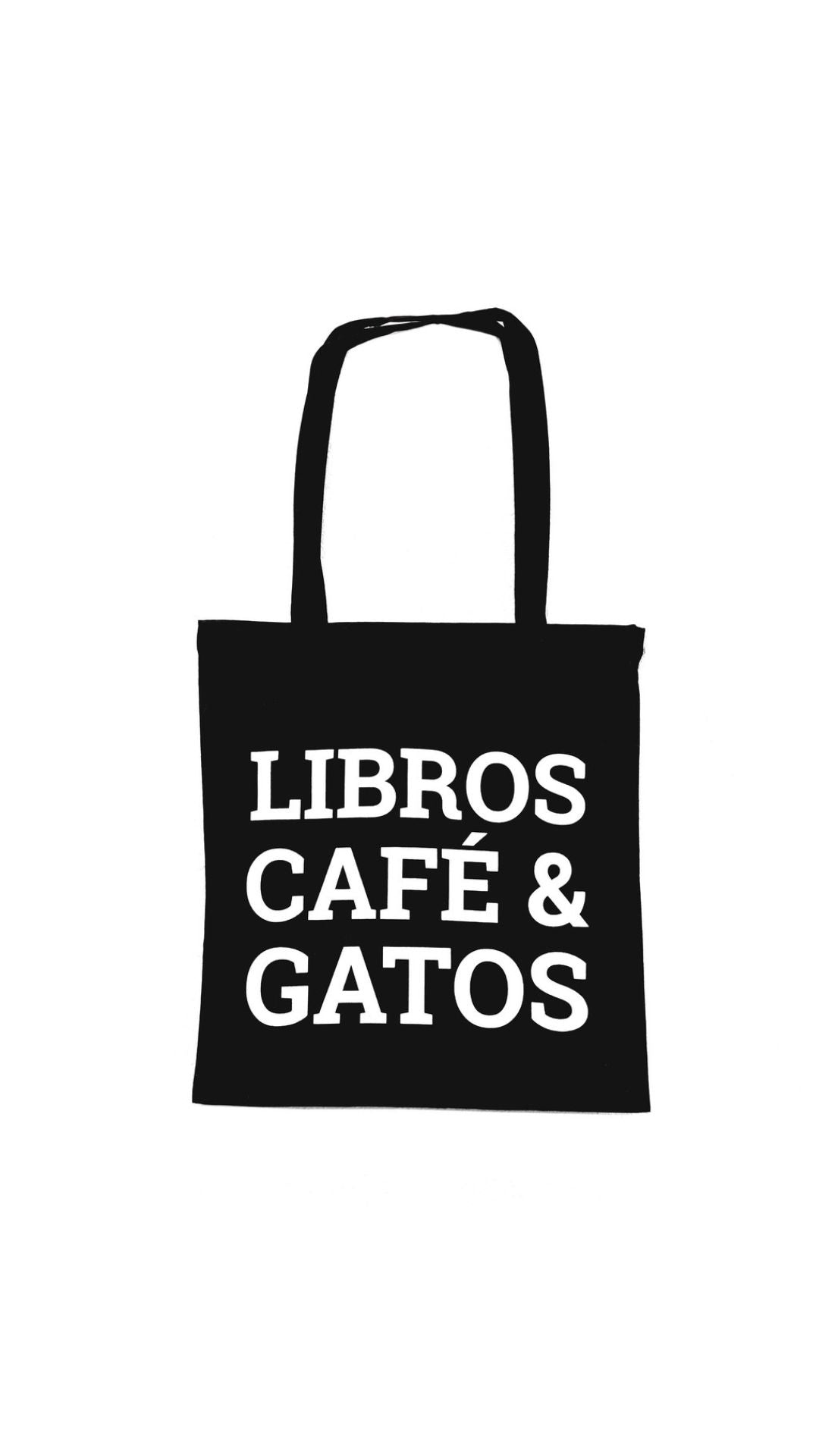Totebag Libros, Café y Gatos