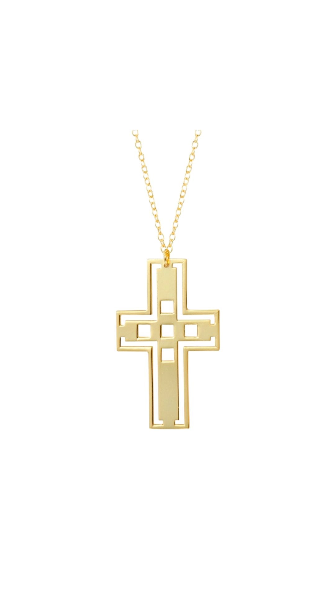 Large Golden Cross Necklace