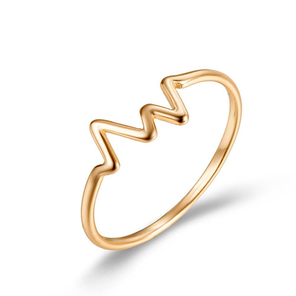 Anillo Electrocardiograma Dorado Anillo Oro 