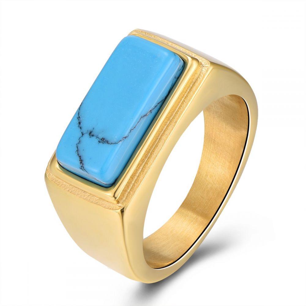 Anillo Sello Turquesa Anillo Dorado 