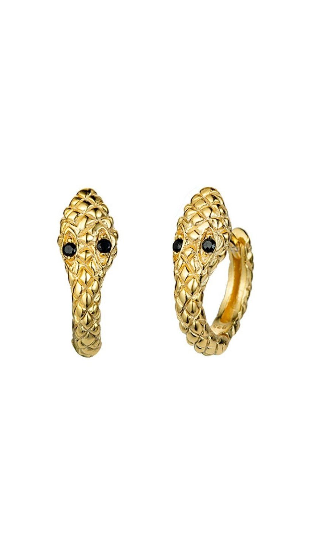 PENDIENTE SERPIENTE CIRCONITA ARO ORO PENDIENTE Dorado 